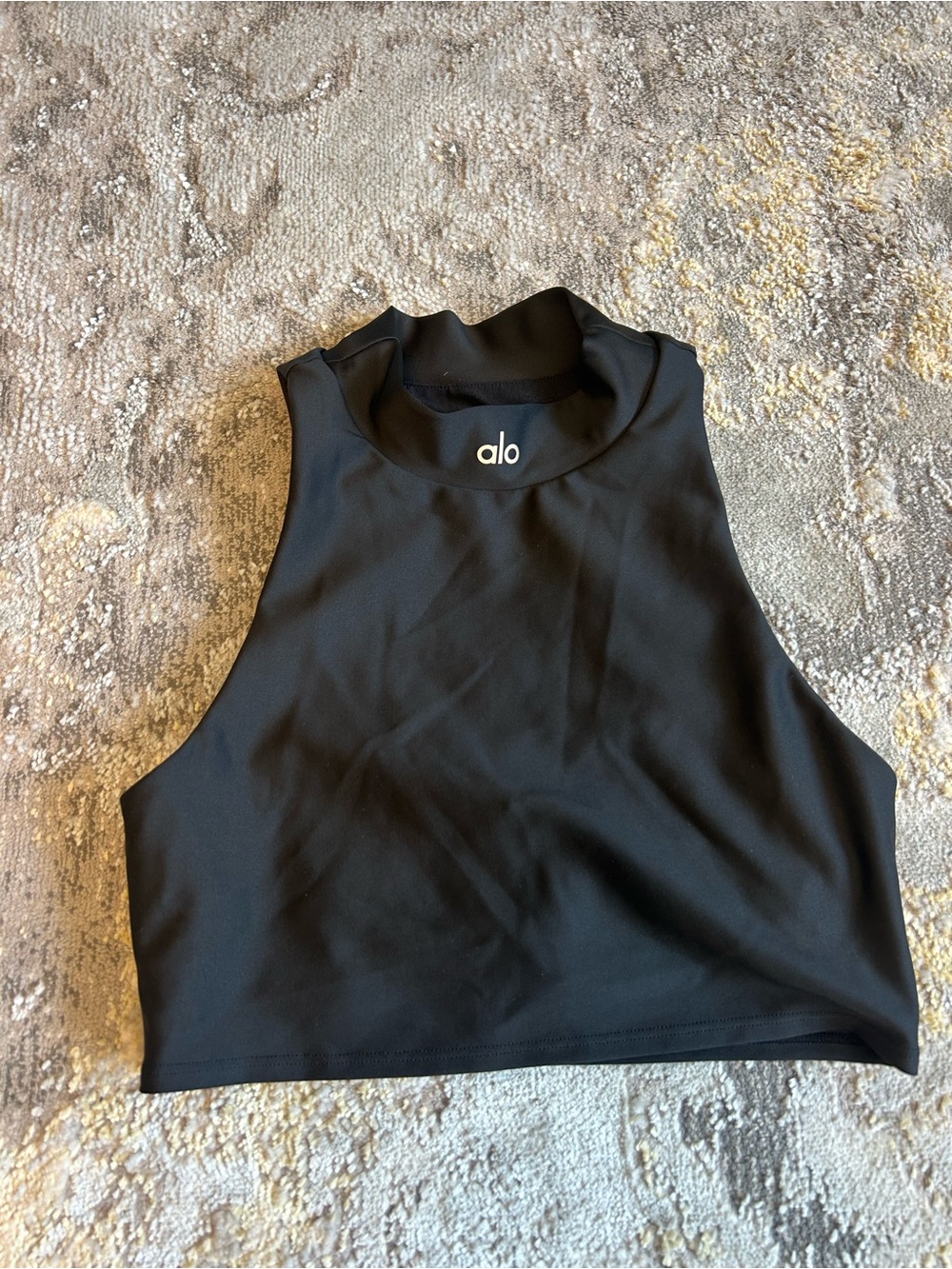 ALO Yoga Black High Neck Cropped Tank